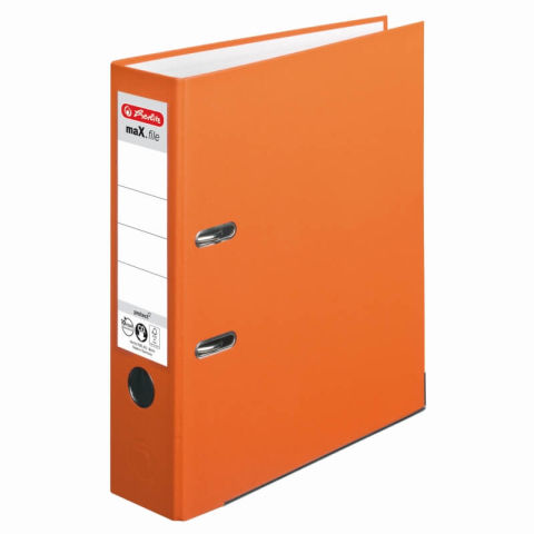 Bibliorafturi - Biblioraft A4 75 mm, plastifiat PP, colturi metalice, Herlitz - portocaliu