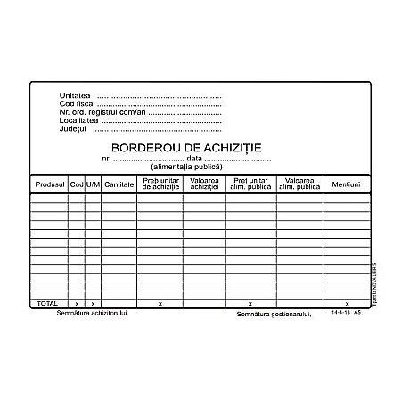 Tipizate - Borderou achizitii A5