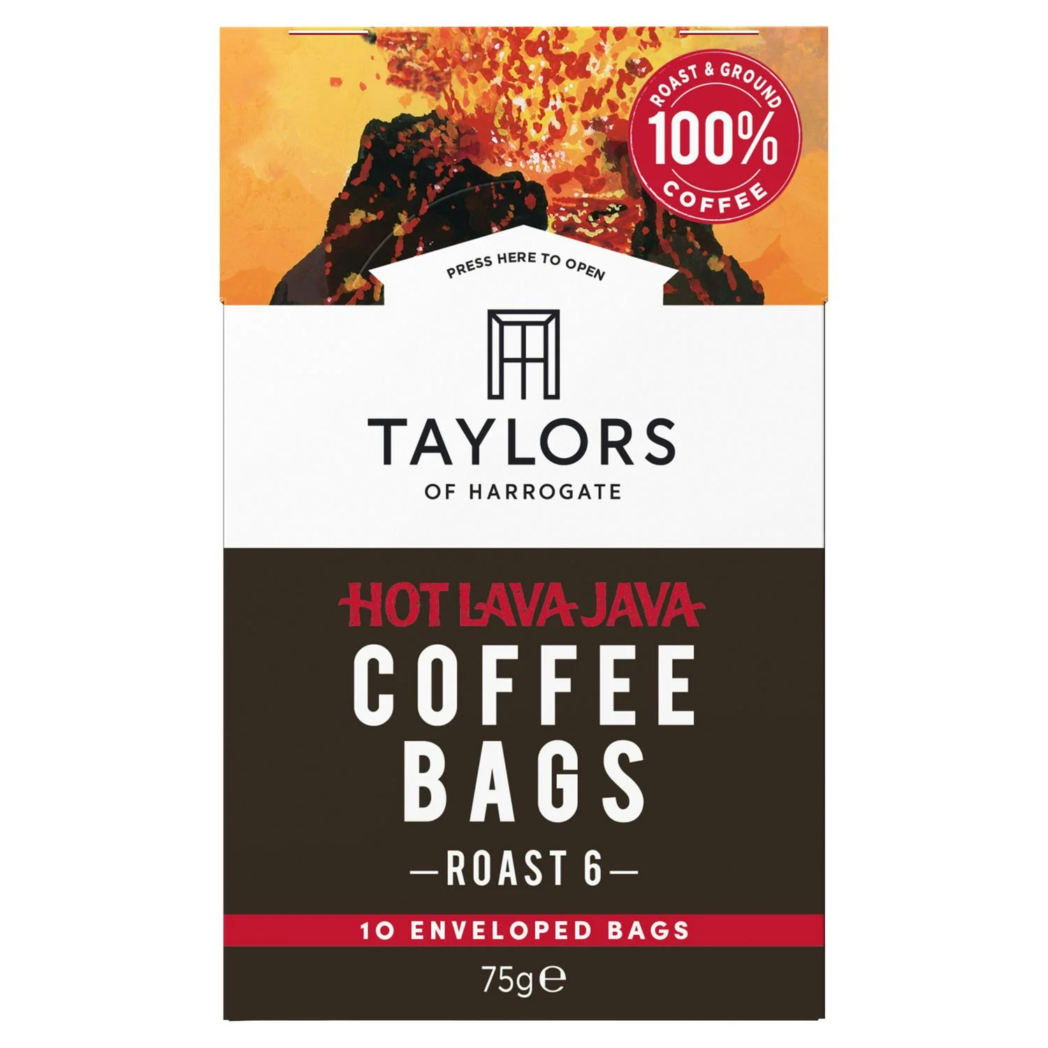 Cafea - Cafea plicuri Hot Lava Java, Taylors of Harrogate, Arabica & Robusta, 10 bucati, 75 g