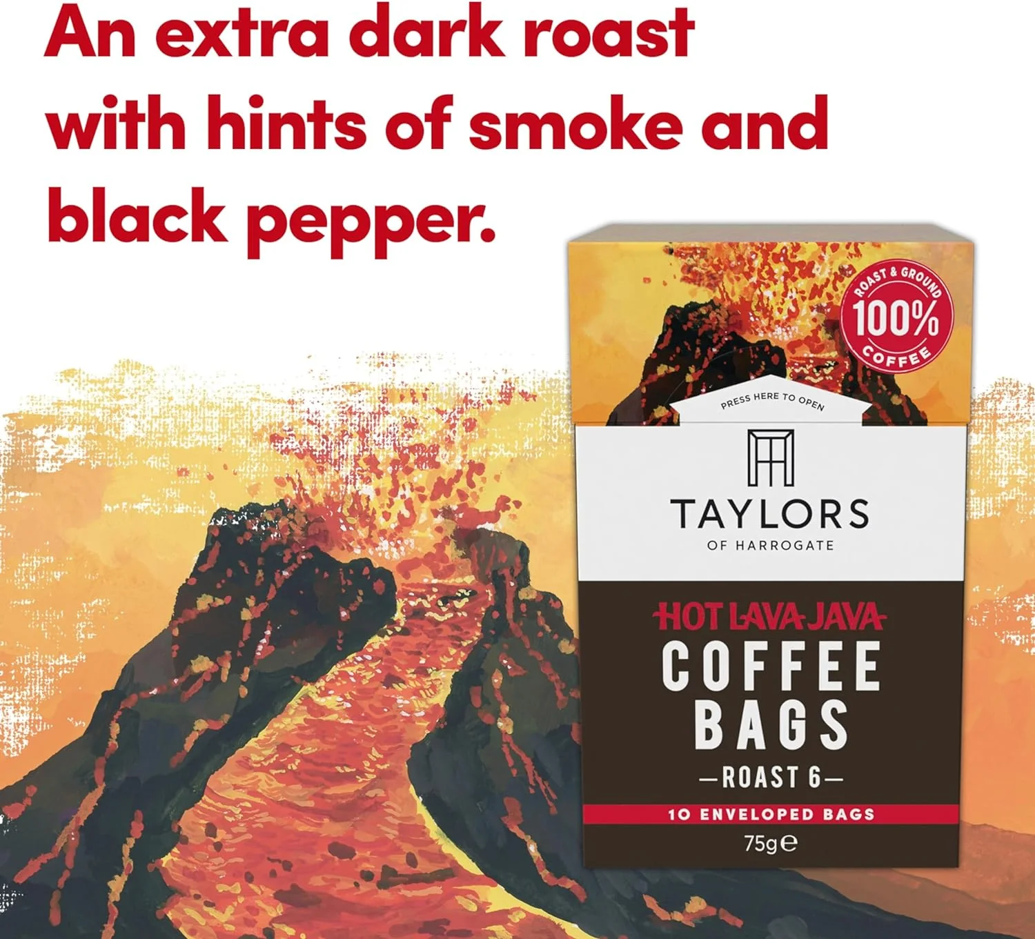 Cafea plicuri Hot Lava Java, Taylors of Harrogate, Arabica & Robusta, 10 bucati, 75 g [1]