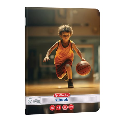 Caiete capsate - Caiet matematica A5, 48 file, Herlitz, coperta Sports