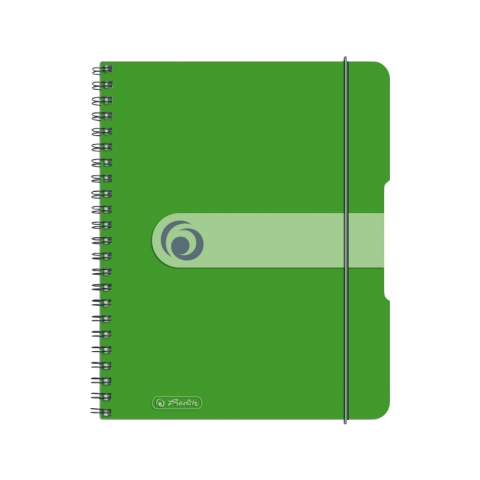 Caiete cu spira - CAIET A5 80F SPIRA PATRATELE EOTG PP ELASTIC VERDE