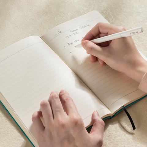 Caiet de birou A5 112 file 80g dictando, coperta piele eco, Deli, albastru [4]