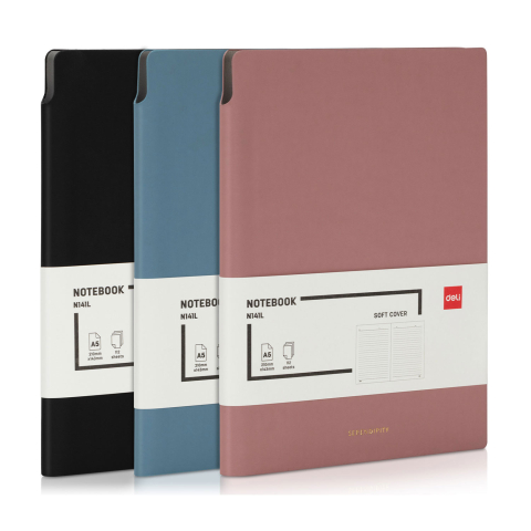 Caiete pentru birou - Caiet de birou A5 112 file 80g dictando, coperta piele eco, Deli, albastru