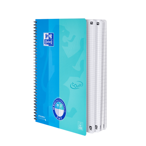 CAIET OXFORD TOUCH DUO A4+ 80F SCRIBZEE ECOLABEL DICTANDO+PATRATELE ALBASTRU AQUA [1]