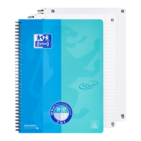 CAIET OXFORD TOUCH DUO A4+ 80F SCRIBZEE ECOLABEL DICTANDO+PATRATELE ALBASTRU AQUA [3]