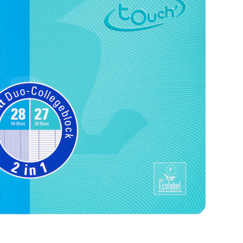 Caiete cu spira - CAIET OXFORD TOUCH DUO A4+ 80F SCRIBZEE ECOLABEL DICTANDO+PATRATELE ALBASTRU AQUA