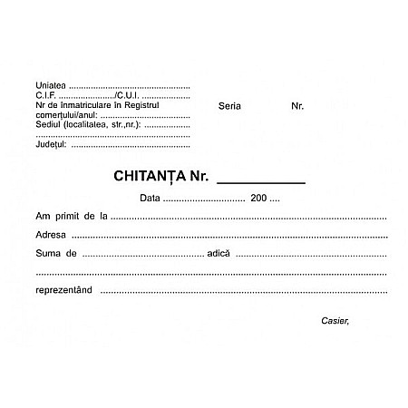 Tipizate - Chitantier A6 2 exemplare