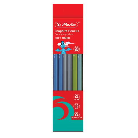 Creioane grafit - CREION GRAFIT 2B SOFT TOUCH TRIUNGHIULAR 2.4MM SET12