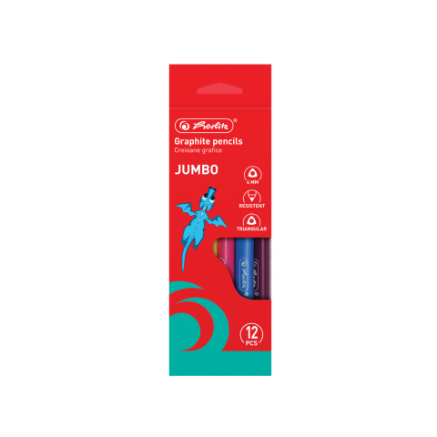 Creioane grafit - CREION GRAFIT CU RADIERA JUMBO 2B TRIUNGHIULAR 4MM SET12