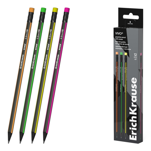 Creioane grafit - Creion HB cu radiera ErichKrause Vivo