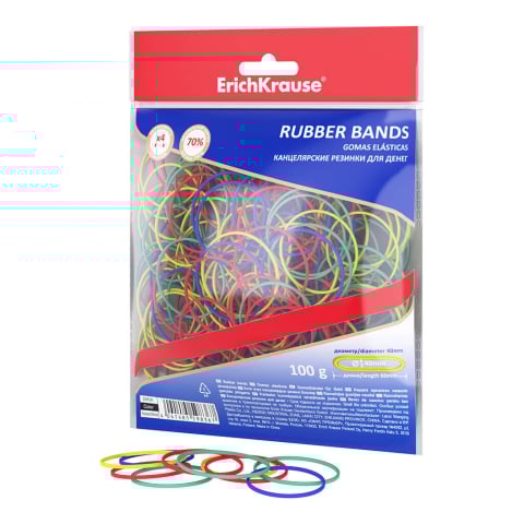 Elastice si sfoara - Elastice colorate,  40 mm, 100g - ErichKrause