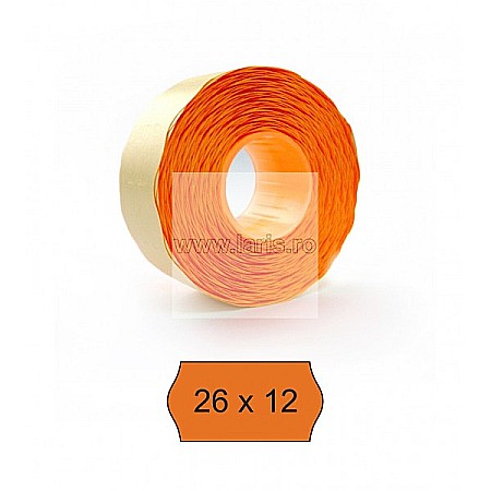 Etichete pret - Etichete pret 26 x 12 mm portocalii, 1500/rola