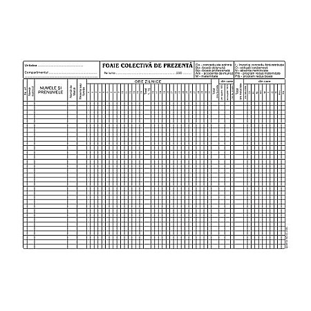 Tipizate - Foaie colectiva de prezenta A4