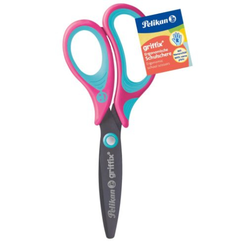 Foarfeci pentru copii - Foarfeca Griffix pentru dreptaci, 14 cm, varf rotund, Lovely Pink