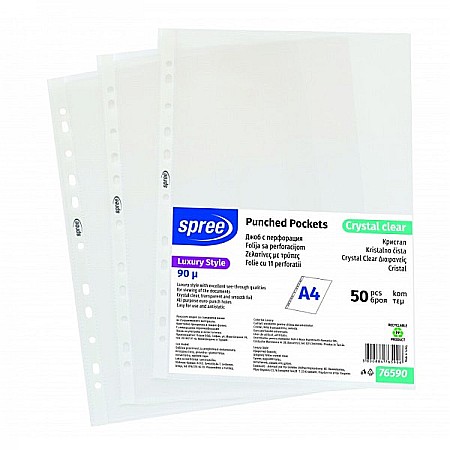 Folii si mape de protectie - Folii de protectie A4 cristal groase 90 microni 50 bucati/set Spree