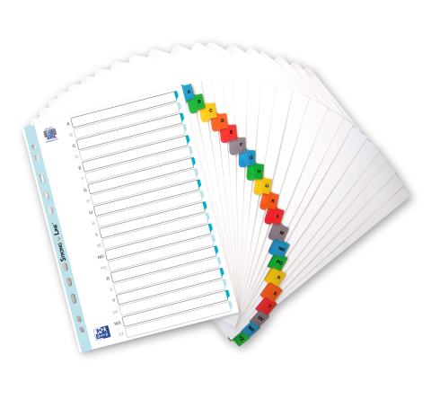 Organizare si arhivare - INDEX CARTON ALFABETIC OXFORD A4 A-Z 20F/SET 170G/MP ALB MARGINE COLOR