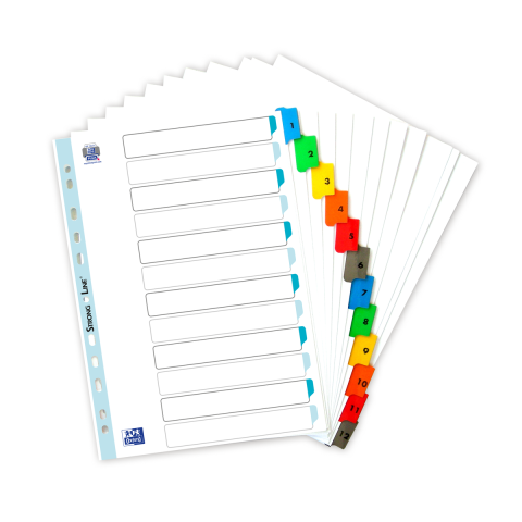 Organizare si arhivare - INDEX CARTON NUMERIC OXFORD A4 1-12 12F/SET 170G/MP ALB MARGINE COLOR