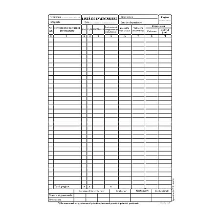 Tipizate - Lista inventariere A4