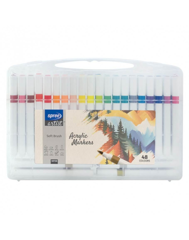 Carioci - Marker acrilic cu varf pensula 48 culori Spree