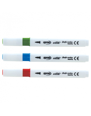 Marker acrilic triunghiular cu varf pensula, 36 culori + 2 negre, Spree [3]