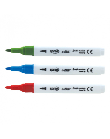 Marker acrilic triunghiular cu varf pensula, 36 culori + 2 negre, Spree [4]