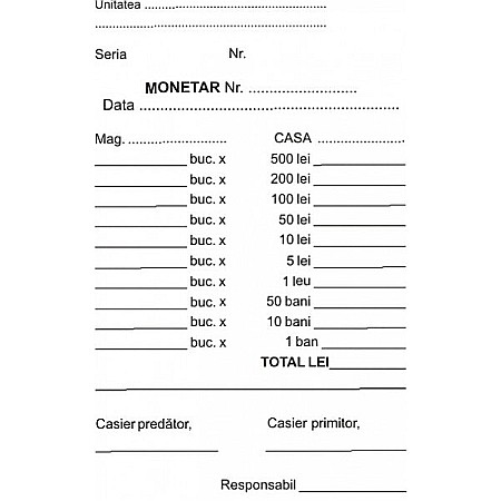 Tipizate - Monetar A6 2 exemplare