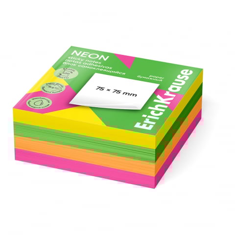 Notesuri adezive - Notes adeziv 75x75 mm 400 file, 4 culori neon, ErichKrause
