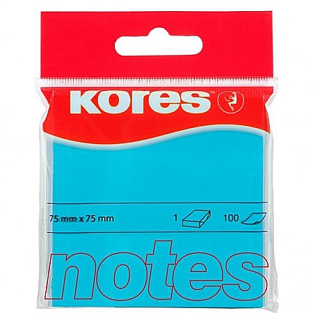Notesuri adezive - Notes adeziv 76 x 76 mm albastru neon Kores