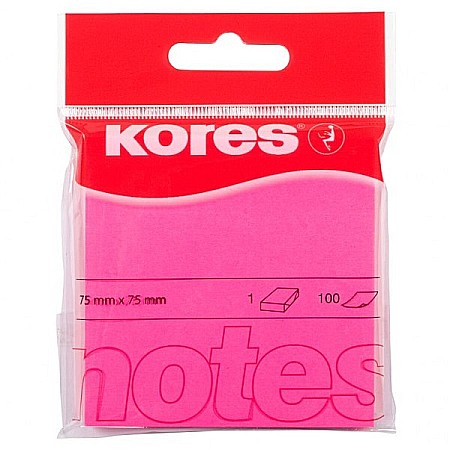 Notesuri adezive - Notes adeziv 76 x 76 mm roz neon Kores