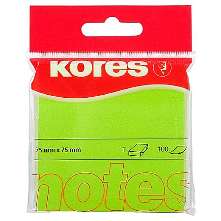 Notesuri adezive - Notes adeziv 76 x 76 mm verde neon Kores