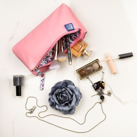 Penare - Penar Oxford 2 Zip Roz deschis, etui cu 2 fermoare, interior floral