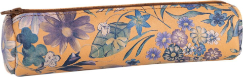 Penar tip etui rotund Oxford din piele naturala Floral bej/albastru [2]