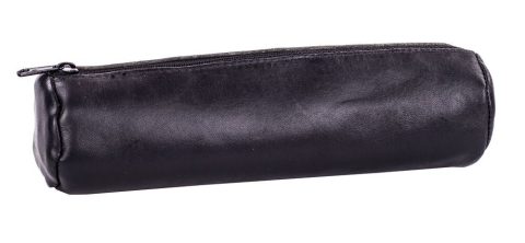 Penare - Penar etui rotund Oxford din piele naturala, negru