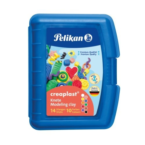 Plastilina - Plastilină Pelikan Creaplast 240g, 14 batoane - cutie albastra
