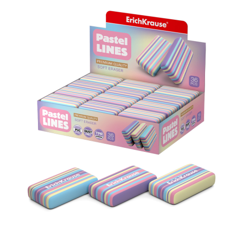 Radiere scolare - Radiera dust-free pentru creion ErichKrause Pastel Lines