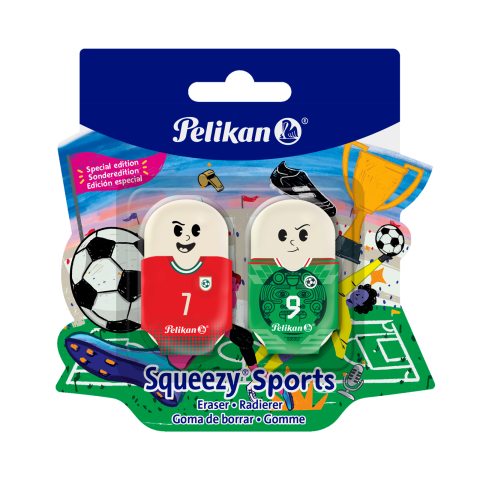 RADIERA SQUEEZY SPORTS MOTIVE ASORTATE FOTBAL SET2 BLISTER [2]