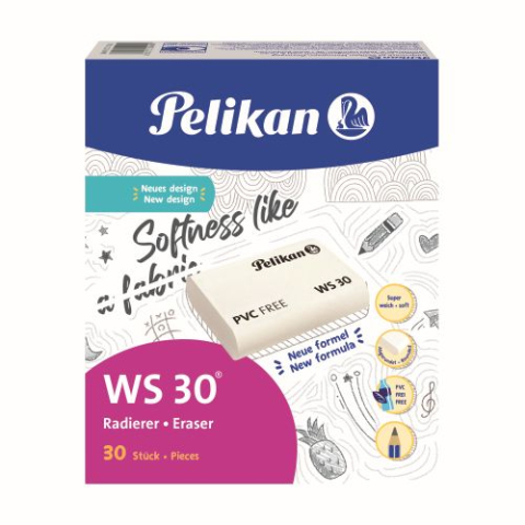Radiere - Radiera alba pentru creion, 3x1x3,8 cm, Pelikan WS 30 Cotton