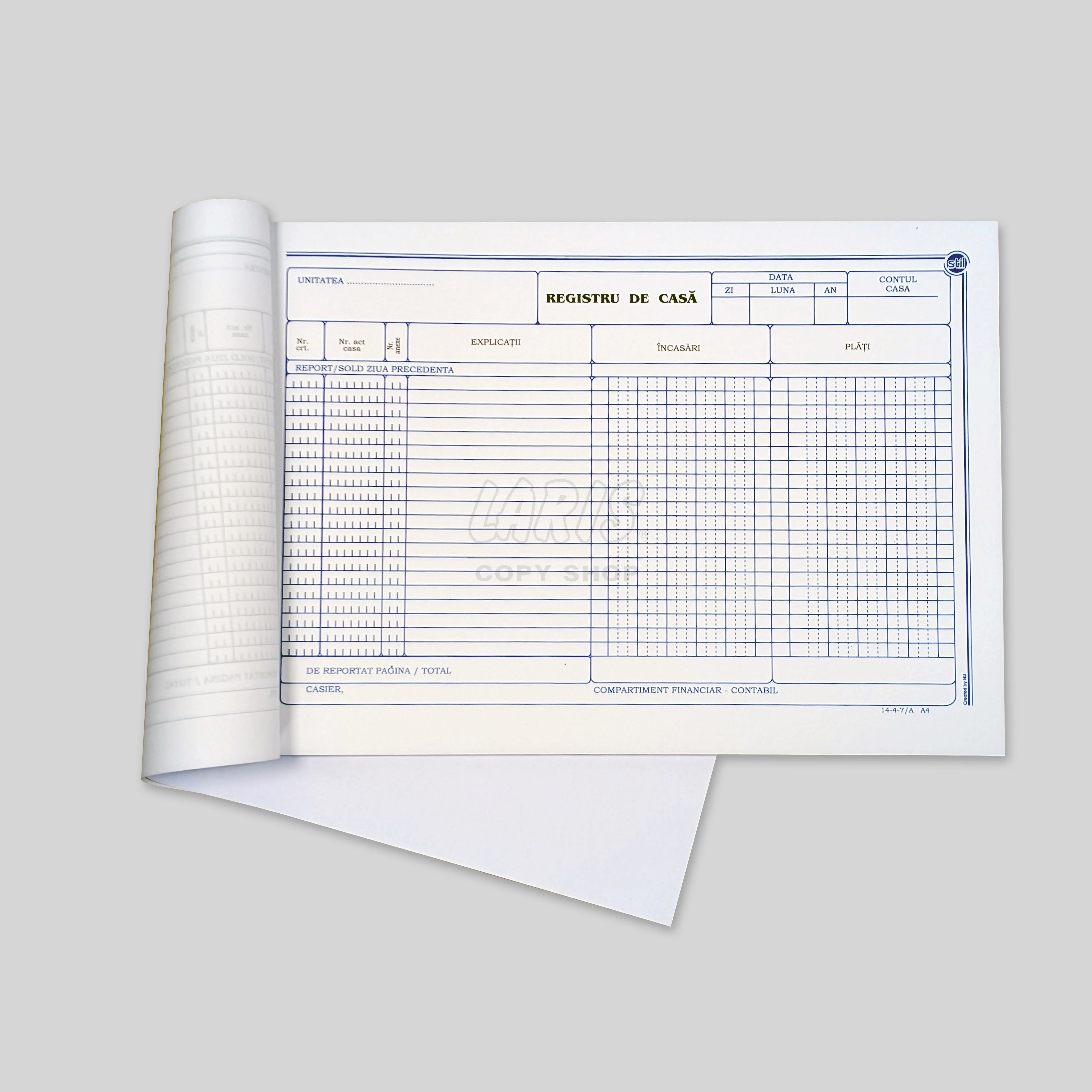 Tipizate - Registru de Casă A4 Autocopiativ – 2 Exemplare, 50 Seturi