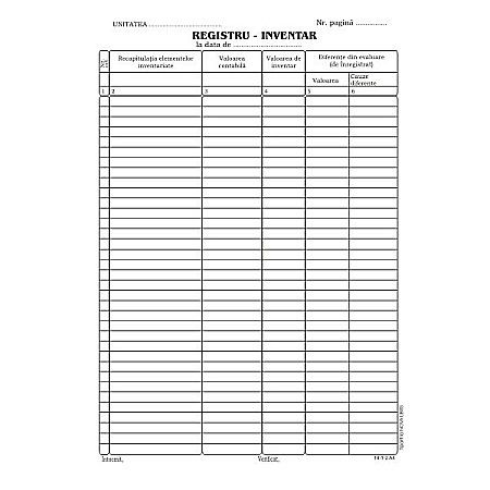 Tipizate - Registru inventar A4
