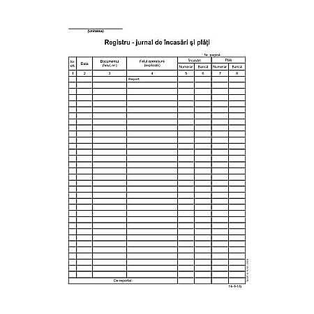 Tipizate - Registru jurnal incasari si plati A4