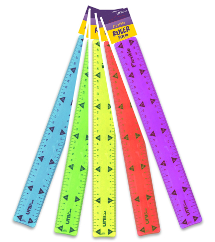 Rigle - Rigla flexibila, 30 cm, plastic transparent color, Uni Line