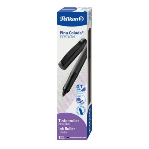 Rollere & Finelinere - ROLLER PINA COLADA EDITION 0.7MM +1REZERVA ANTRACIT METALIZAT CUTIE CARTON