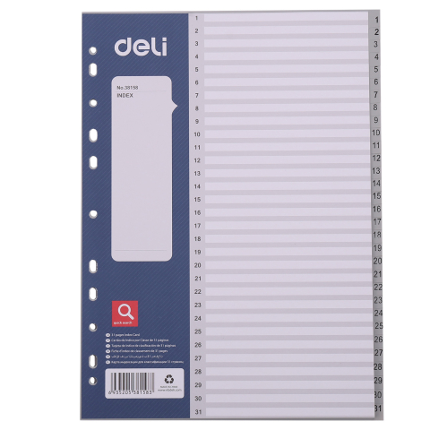 Separatoare - Separatoare A4 cu index 1-31, plastic, Deli