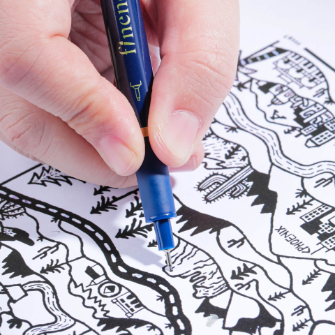 Set 7 Linere grafice Deli Finenolo, cerneala neagra, rezistente la apa, 0.05–0.6 mm [2]