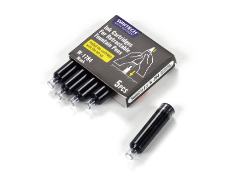 Cartuse cu cerneala - Set cu 5 patroane cerneală pentru stilou retractabil Writech, negru