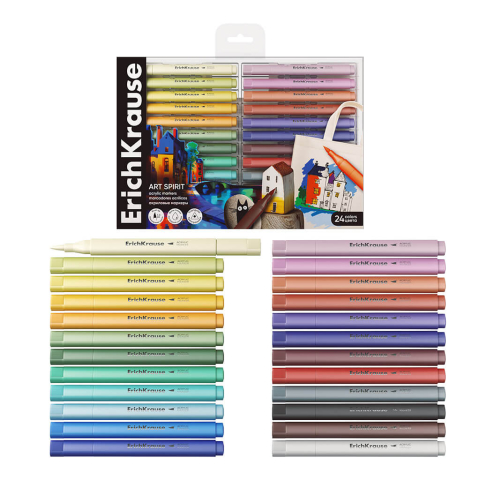 Set markere acrilice ErichKrause Art Spirit, 24 culori, vârf pensulă