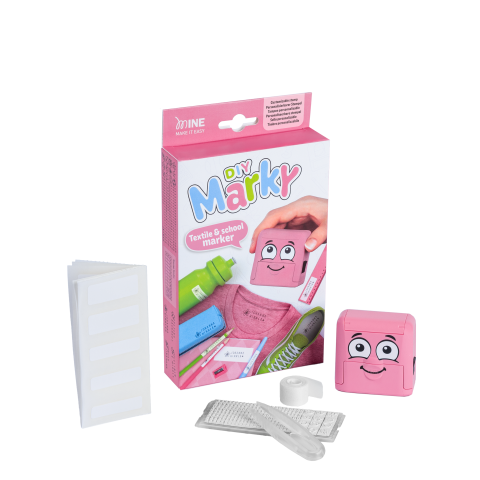 Stampile pentru textile - Stampila pentru textile, cu set de litere, Marky DIY roz