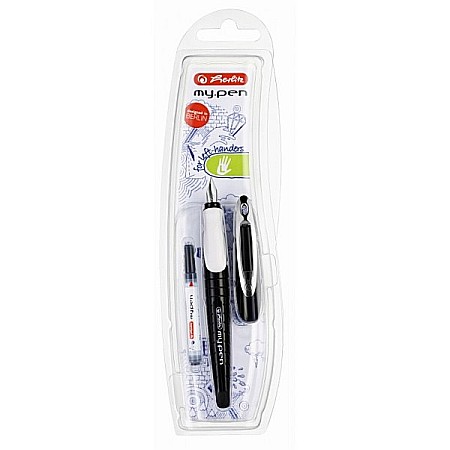 Stilouri - Stilou pentru stangaci Herlitz My Pen negru/alb blister