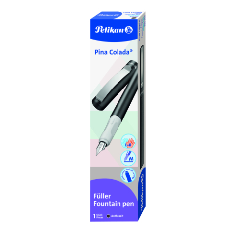 Instrumente de scris - Stilou Pina Colada, gri metalizat, penita M, in cutie carton, Pelikan